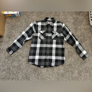 Dixxon Flannel Co Men’s Button Down FINISH LINE Black & White Checkered Sz L